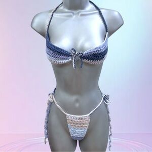Stylish Blue and White Crochet Bikini